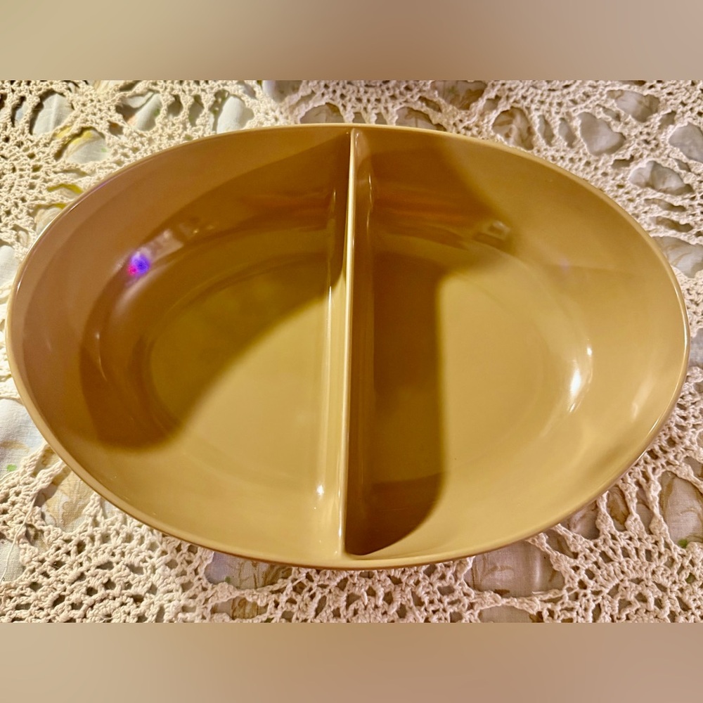 VTG MCM Melamine Melmac Oval Divided Serving Bowl